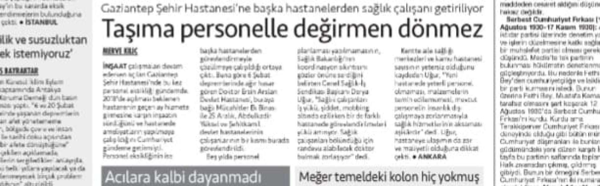 Taşıma Personelle Değirmen Dönmez