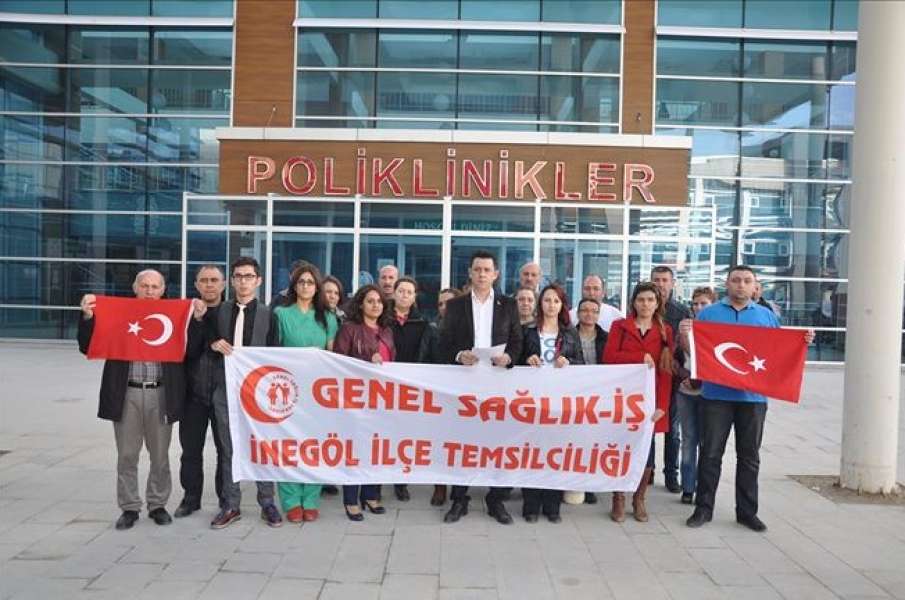 Genel Sağlık İş Sendikası İnegöl Temsilciliği, basın açıklamasıyla terörü lanetledi.