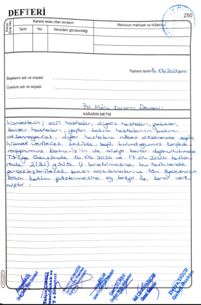 16-17 Nisan Tarihli İş Bırakma Kararı