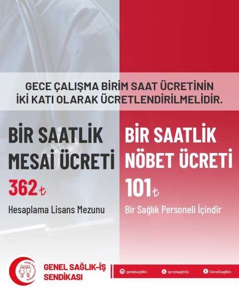Gece Çalışma Birim Saat Ücretinin İki Katı Olarak Ücretlendirilmelidir.