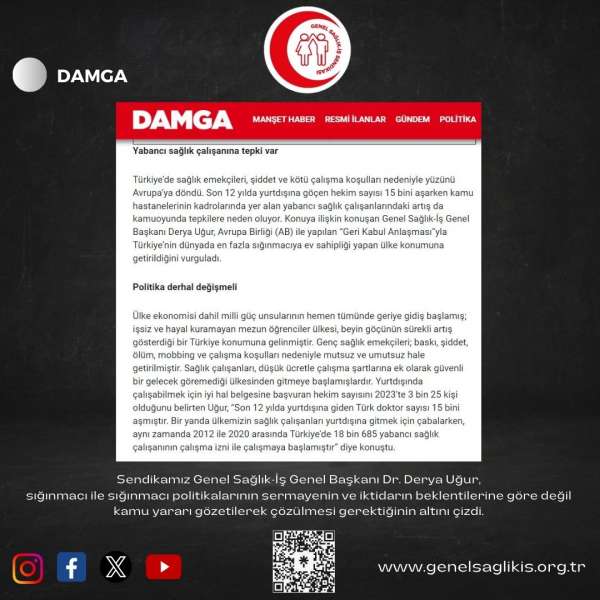 Yabancı sağlık çalışanına tepki var / Damga Gazetesi