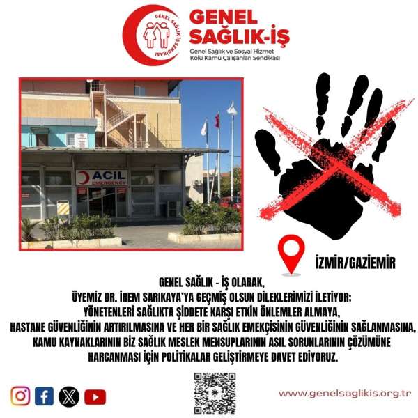 Genel Sağlık – İş Olarak, Üyemiz Dr. İrem SARIKAYA’ya Geçmiş Olsun Dileklerimizi İletiyoruz