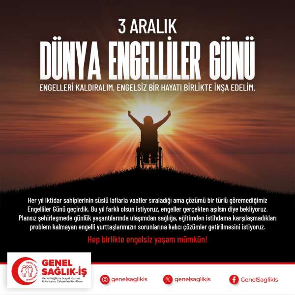 3 ARALIK DÜNYA ENGELLİLER GÜNÜ