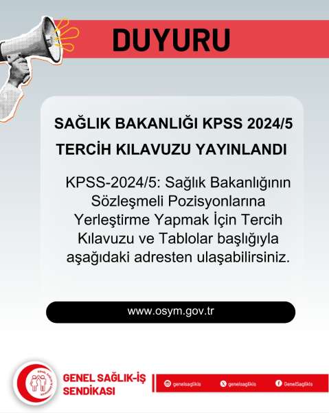DUYURU SAĞLIK BAKANLIĞI KPSS 2024/5 TERCİH KILAVUZU YAYINLANDI