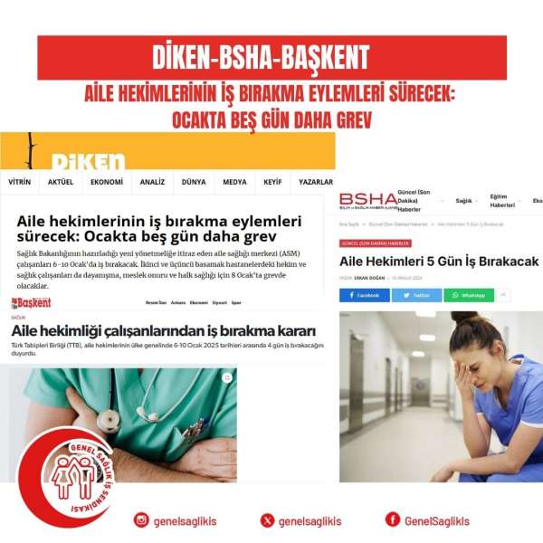 Aile hekimlerinin iş bırakma eylemleri sürecek: Ocakta beş gün daha grev / Diken BSHA Başkent