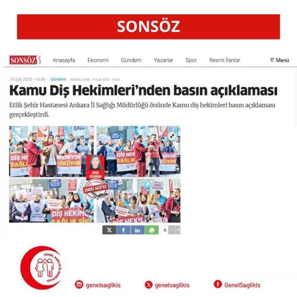Kamu Diş Hekimleri’nden basın açıklaması / Sonsöz