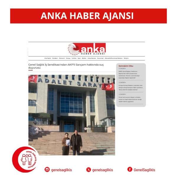 Genel Sağlık İş Sendikası'ndan AKP'li Sarıçam hakkında suç duyurusu / ANKA Haber Ajansı