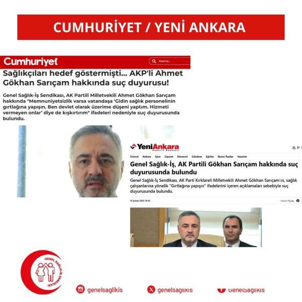 Sağlıkçıları hedef göstermişti... AKP'li Ahmet Gökhan Sarıçam hakkında suç duyurusu!