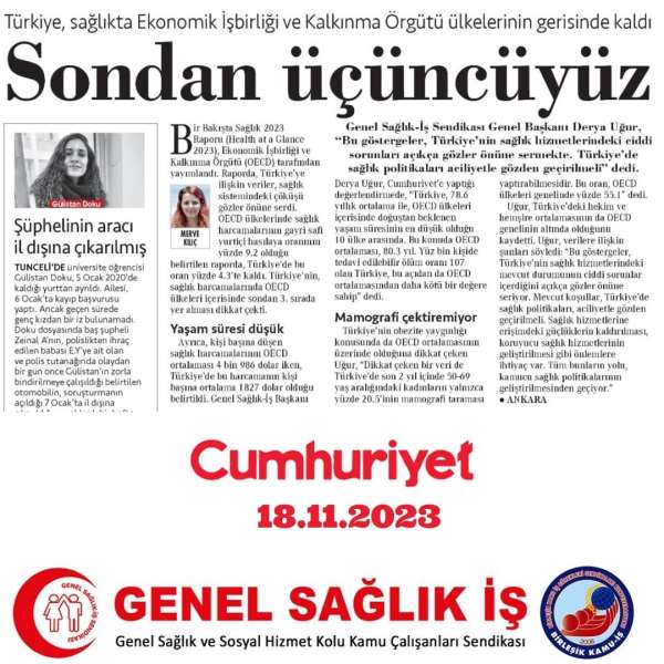 Sondan Üçüncüyüz! Türkiye, Sağlıkta Ekonomik İşbirliği ve Kalkınma Örgütü Ülkelerinin Gerisinde Kaldı