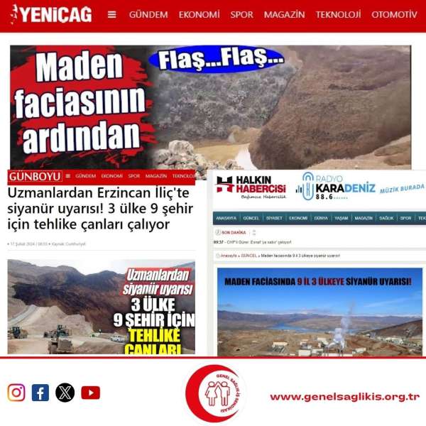 Basında Genel Sağlık-İş / Maden faciasında 9 il 3 ülkeye siyanür uyarısı!