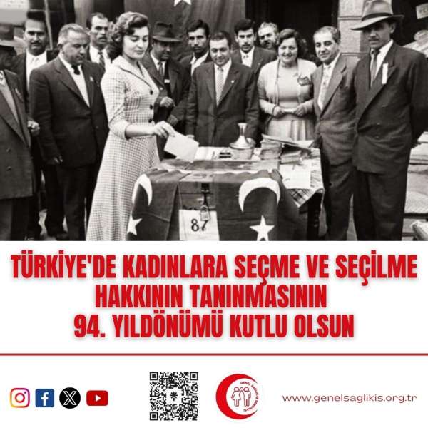 Türkiye'de Kadınlara Seçme ve Seçilme Hakkının Tanınmasının  94. Yıldönümü Kutlu Olsun