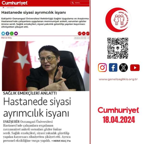 Hastanede siyasi ayrımcılık isyanı / Cumhuriyet 18.4.2024